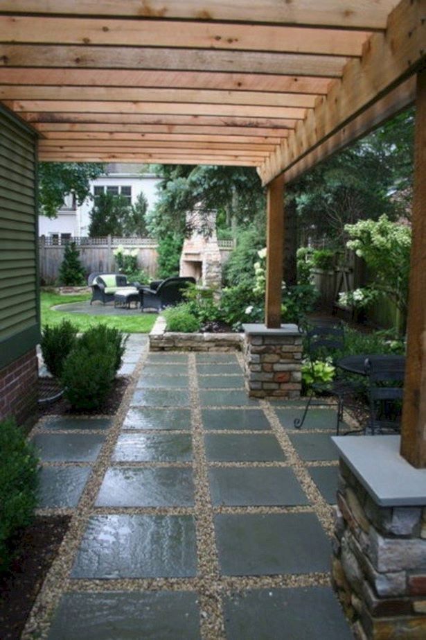 Hinterhof Stein Terrasse Ideen